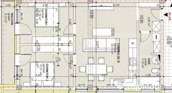 Apartament 3 camere, 68 mp, bloc nou, zona Libertatii