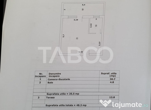 Studio de vanzare 36mp utili + terasa 13 mp constructie 2025